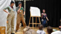 Artists performing in front of kids