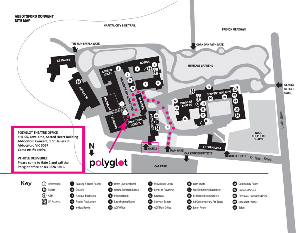 Map of Polyglot's office location at Abbotsford Convent in Melbourne.