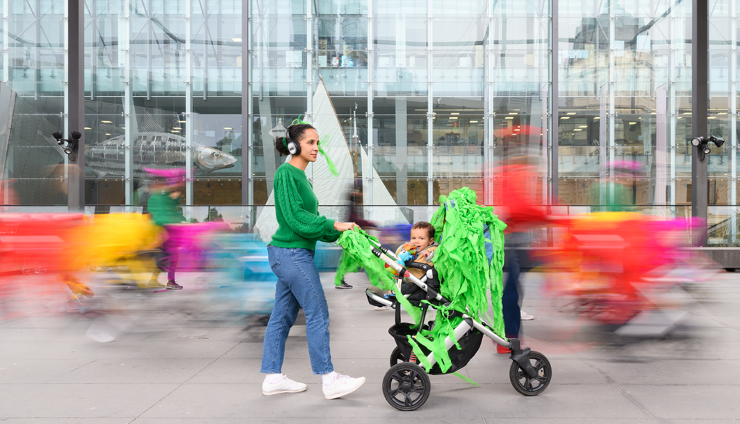 Colourful pram on sale